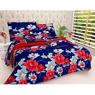 JUSTWAY 3D Double Bed Sheet With 2 Pillow Covers