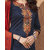 Kvsfab Navy Blue  Orange Color Unstitched Embroidered Dress Material KVSSK4262PA64