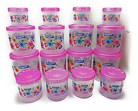 Twister Plastic Containers Set of 16 PCS (2400ml, 1600ml, 800ml, 400ml) Pink