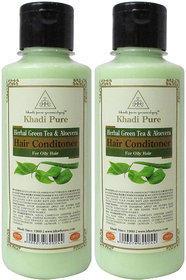 Khadi Pure Herbal Green Tea  Aloevera Hair Conditioner - 210ml (Set of 2)