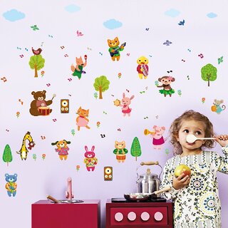                       JAAMSO ROYALS Kids Nursery Cartoon Animal Band Wall Sticker for Home Dcor                                              