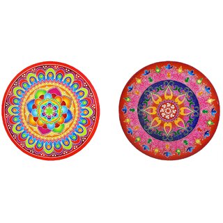                       Rangoli Stickers Round 2 pcs. (23.5 cm diameter) - Assorted Designs                                              