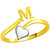 Sukai Jewels Heart Initial 'M'  Gold Plated Alloy & Brass Alpbahet Finger Ring for Women and Girls [SAFR134G]