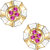 Sukai Jewels Floral Pink Ruby Gold Plated Alloy Cz American Diamond Stud Earring for Women & Girls [SER103G]