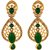 Sukai Jewels Floral Green Stone Gold Plated Zinc Cz American Diamond Earring for Women & Girls [SER121G]