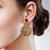 Sukai Jewels Pink Ruby Ethnic Floral Gold Palted Zinc Cz American Diamond Studded Drop Earring for Women & Girls [SER194G]