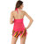 Amiable  Splendid Multi Red Color Cut-Sleeve Boyleg Ruffled Halter Neck Tankini-Swimsuit