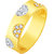 Sukai Jewels Side Stone Gold Plated Alloy Cz American Diamond Studded Couple Ring for Women & Men [SCPFR108G]