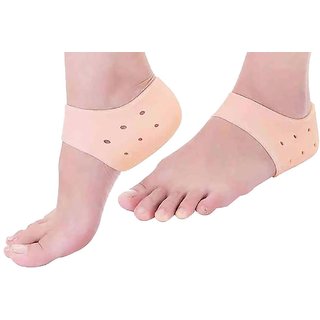 Silicone Gel Heel Pad Socks For Heel Swelling Pain Relief For Men And Women - (Free Size) (1 Pair)