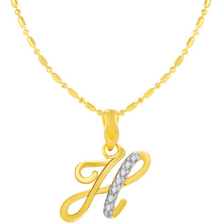 Buy Sukai Jewels Stylish Cursive Initial H Gold Plated Alloy Cubic Zirconia Alphabet Pendant With Chain For Women Girls Sap156g Online 239 From Shopclues
