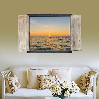                       JAAMSO ROYALS  Landscape False Window Wall Home Creative  Wall Sticker for Home Dcor                                              