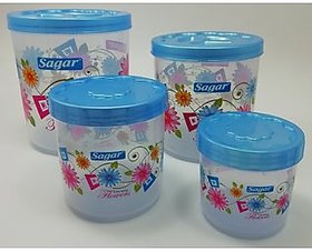 Airtight With Twister Plastic Containers Set of 4 PCS (2400ml, 1600ml, 800ml, 400ml) Blue