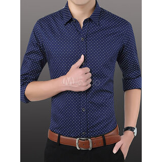 Buy Tom T Men's Navy Blue Dotted Shirt 