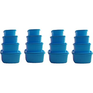 Plastic Food Storage Containers Set of 16 PCS (1350 ml, 750 ml, 500 ml, 250 ml), Blue