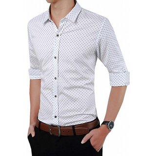 Tom T Branded White Dott Printed Shirt For Men