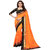 Indian Beauty Women's Orange Color Sana Silk With Tessal Plain Saree With Embellished Blouse Piece