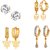 Goldnera Classic Traditional Bollywood Style Indian 4 Pairs Of Ad Earrings Sets Including Solitaire Studs For Girls/Kids/Women