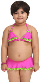 Classic Super Cute Fine Cut Halter Triangle Kids Bikini Set