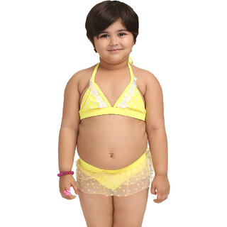                       The Little Princess-Girls Golden Yellow Haltered Bikini Set                                              