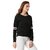 Miss Chase Women's Black Round Neck Full Sleeve Cotton Solid Multicolored Rib Detailing Paneled Boxy Sweatshirt