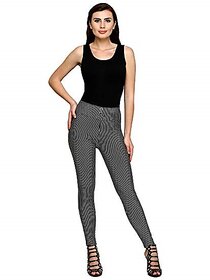 Striped  Ankle Length Thin Black and Thin White Stretchable  Jegging for Casual Wear