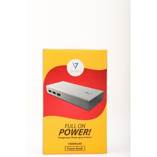 V7 Portable Charger 10000 Mah Li ion Battery 3 port White V7PC103WH Power Bank