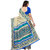 Ticknmart Women's New Arrival Latest Design Cream, Blue Khadi Silk Printed Saree with Unstitch Blouse