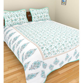 UniqChoice 100 Cotton traditional Printed King Size Double bedsheet With 2 Pillow Cover