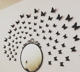 JAAMSO ROYALS DIY 3D Butterfly Wall Sticker Art Decal PVC Paper- 12pcs (Black) Wall Sticker for Home Dcor
