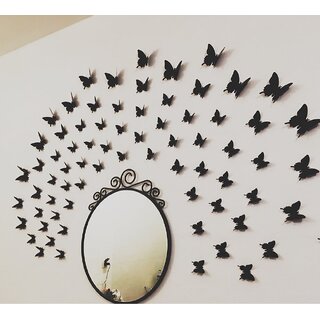                       JAAMSO ROYALS DIY 3D Butterfly Wall Sticker Art Decal PVC Paper- 12pcs (Black) Wall Sticker for Home Dcor                                              