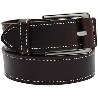                       Casual Leather Buckle Belt - Brown                                              
