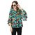 Blue Floral Polycrepe Bell Sleeve Top