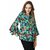 Blue Floral Polycrepe Bell Sleeve Top