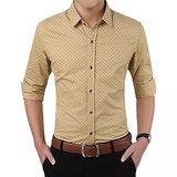 Royal Fashion Dotted Light Yellow Casual Shirt For Men