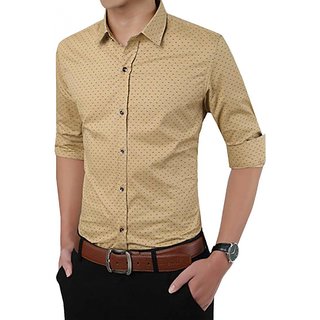 Royal Fashion Dotted Beige Casual Shirt For Men