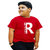 HEYUZE 100% Cotton Printed Red Half Sleeve Kids Boys Round Neck T Shirt With Alphabet R Jesus Christ Design
