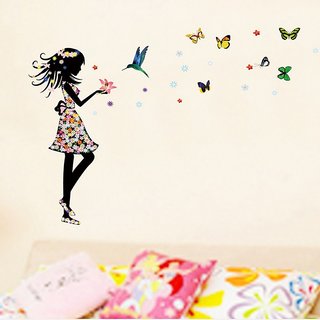 Buy Himani Decors Fairy Design Girl With Flower Butterfly Wall Art