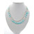 Twin Fresh water Pearl necklace featuring of Aqua Blue coin shaped shell  beads secure with metal clasp