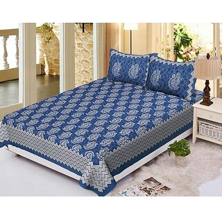                       100  Cotton Double Bedsheet with 2 Pillow CoversMulticolor225X270 cm                                              