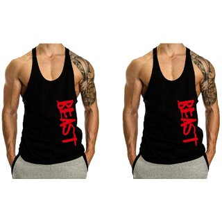                       The Blazze Men's Beast Tank Tops Muscle Gym Bodybuilding Vest Fitness Workout Train Stringers Pack Of 2                                              