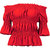 Aashish Garments - Red Off Shoulder Smoking Crepe Women Top