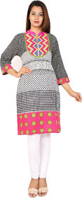 Purvahi Multi color cotton printed Kurtis With Neck Embroidery