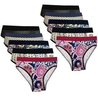 Multicolor Printed Cotton Lycra Panties For Women By Ske Traders(Pack of 10 )