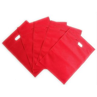 Non woven Carry Bag, Shopping Bag, Reusable Bag,Grocery Bag,Eco friendly Bag,D Cut Bag (RED Size 10' X 14',Pack of 75)