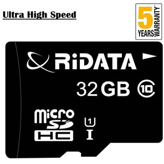                       RiDATA 32GB MicroSDHC Class 10 U1 Memory Card & Adapter (Ultra Speed, Black)                                              