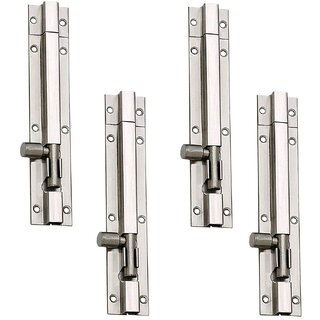 MH 4-inch Stainless Steel Plain Tower Bolt (Silver, Pack of 4)