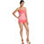 Tempting  Distinguishing Pinky Pink And White Horizontal Lined Padded Frilled Top With Boyleg Bottom One Piece Swim-Sui
