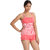 Tempting  Distinguishing Pinky Pink And White Horizontal Lined Padded Frilled Top With Boyleg Bottom One Piece Swim-Sui