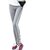 Women's White Double Narrow Side Stripe Stretchable Light Grey Leggings Yoga Gym Wear