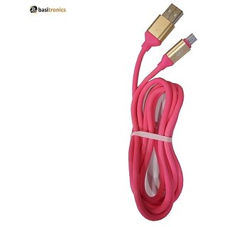 Basitronics QT Micro USB Charging and Data cable 110 Centimeters Pink
